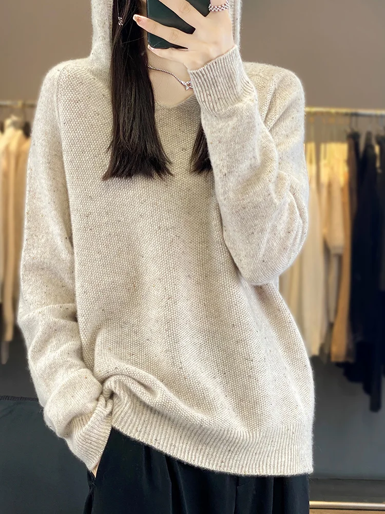 ZOCEPT Women Pullover Sweater Hooded Jumper Korean Loose Merino Wool Knitted Sweaters Casual Autumn Winter Warm Pullovers Tops