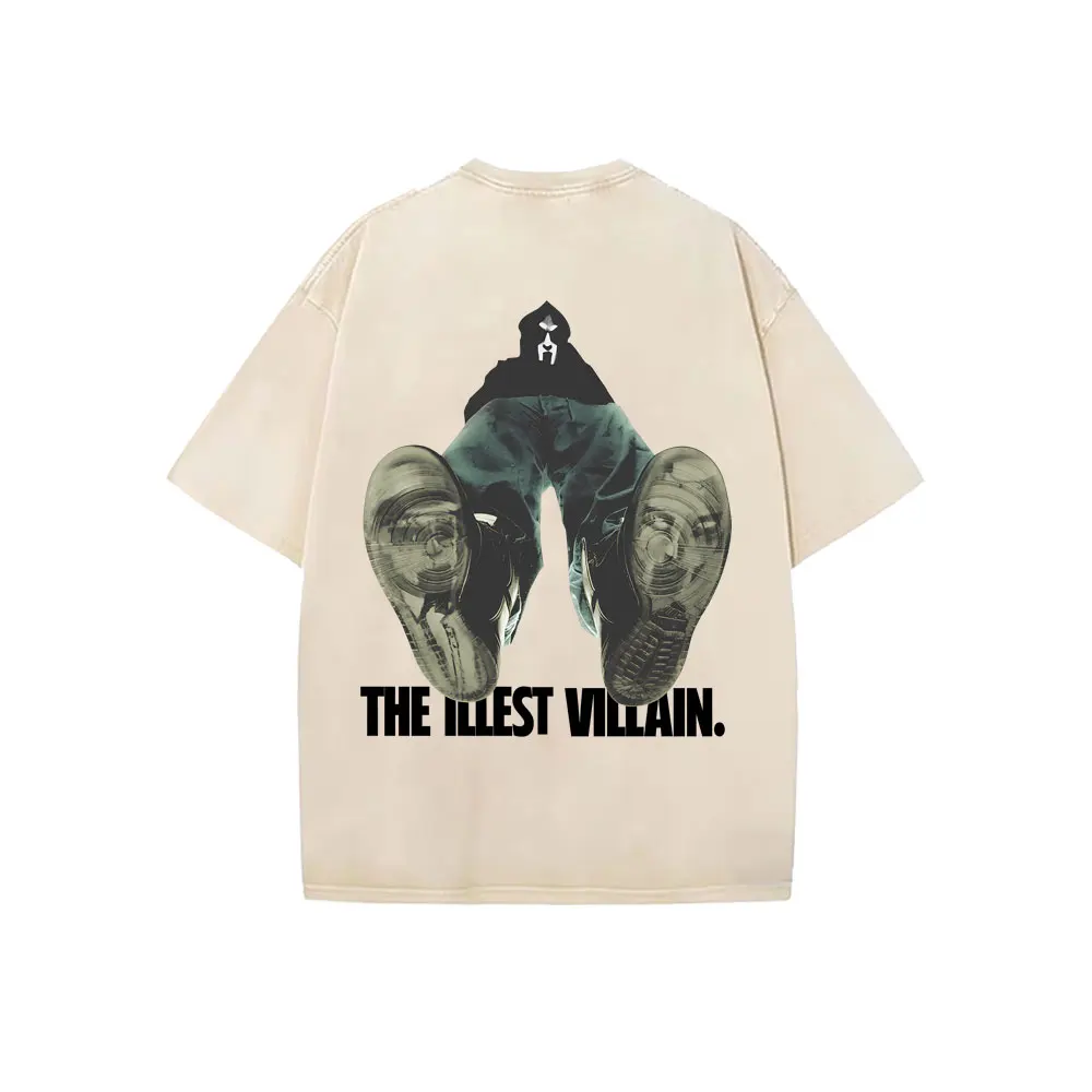 

Washed Vintage Rapper Mf Doom The Illest Villain Madvillainy Metal Mask Graphic T-shirt Men Women Hip Hop Fashion Trend T Shirts