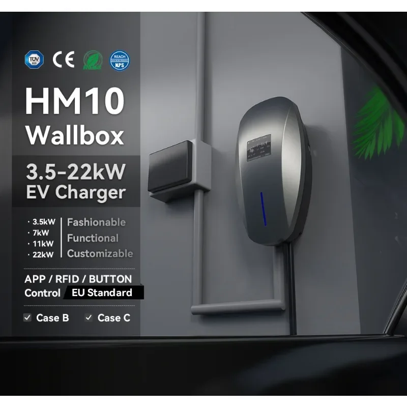 Single Phase 16a 32a 3.5kw 7kw 11kw 22kw Home Type 2 Ev Charging Station on Wall