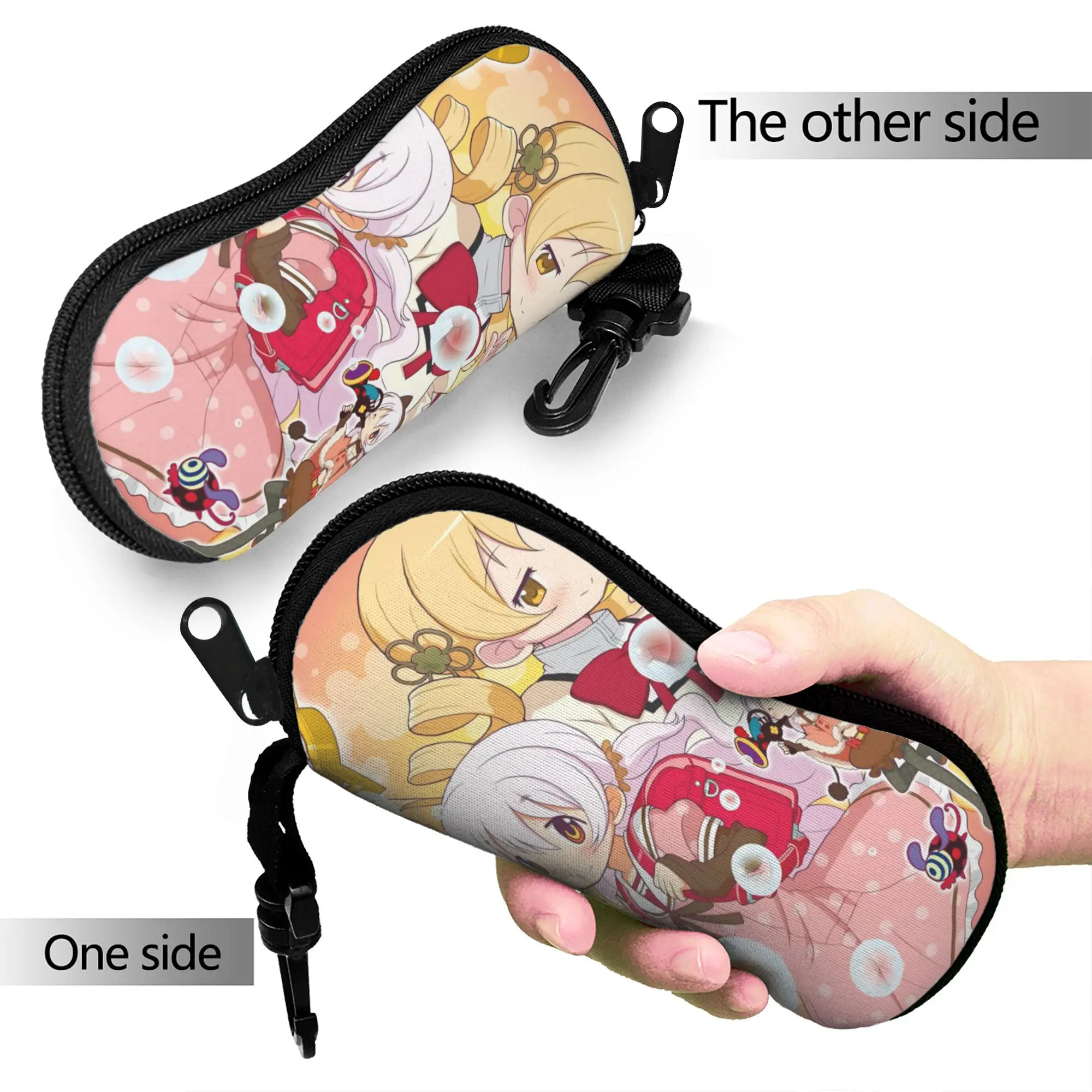Anime Puella Magi Madoka Magica Glasses Case Men Women Convenient Zipper Cute Mami Tomoe Glasses Protector Sunglasses Box