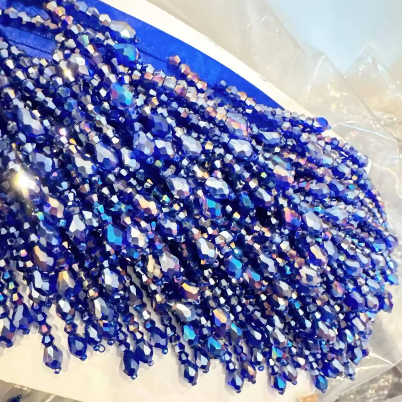 5,5 cm hohe Kristallanhänger-Perlenfransen-Spitze für DIY-Kleidung, Bühnenbekleidung, Heimdekoration, Kopfschmuck, dekorative Perlenquasten