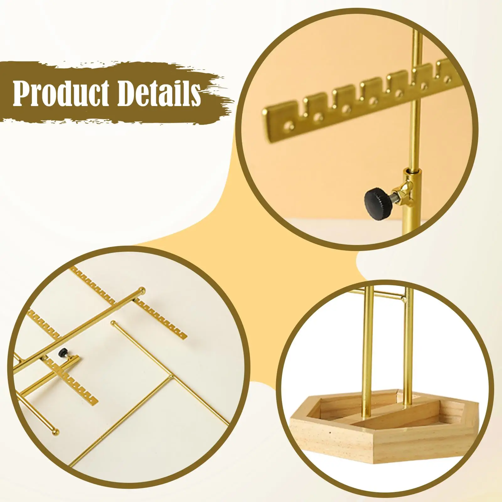 

Jewelry Organizer Home Vanity Showcase with Wood Base Necklace Holder Stand for Necklaces Rings Bracelets Dangle Earrings