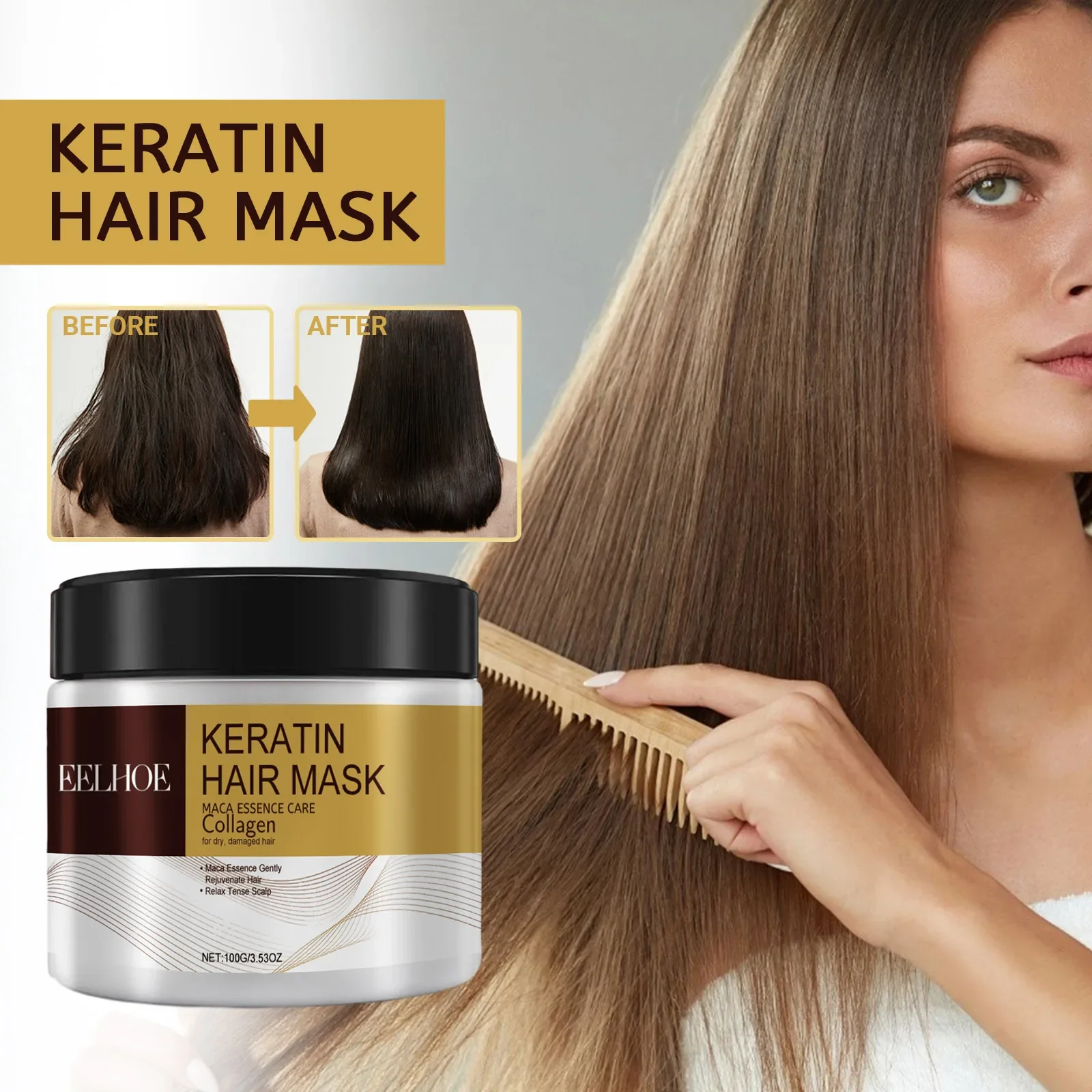 

3.53OZ Keratin Collagen Repair Moisturizing Leave-In Hair Cream Damaged Hair Prevent Dryness Split Ends Hair Loss Smoothing