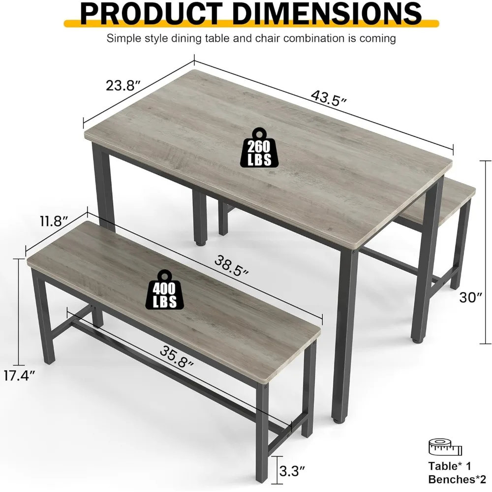 Durable 4-Person Dining Table Set with Bench, Easy Assembly, Space-Efficient Kitchen Table for Four, Green