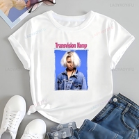 Retro Transvision Vamp Rock Band Trendy Short-Sleeved Men's and Women's Universal Shirt Pattern Large Size Y2K T-Shirt