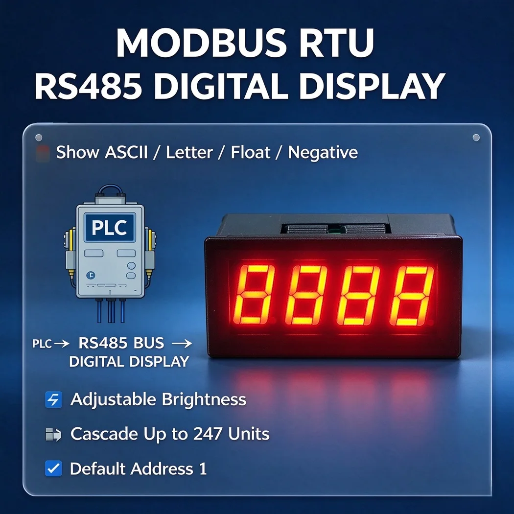 6 Digit 0.36inch Red RS485 Digital Tube Display Module Modbus RTU Adjustable Brightness Cascade Address Setting