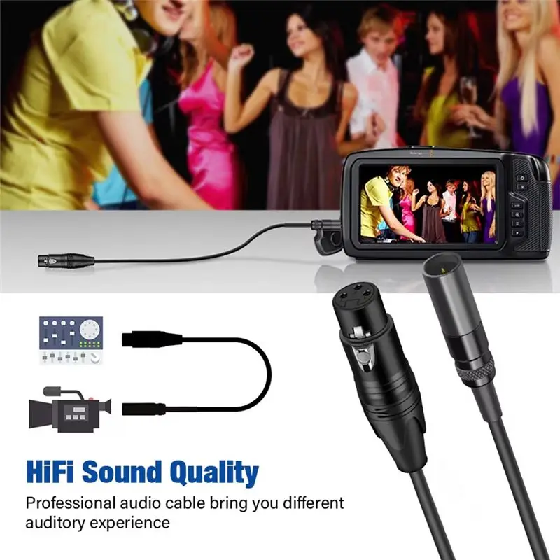 B76B XLR 3 Pin Female Mini Plug to XLR 3 Pin Male Adapter Cable for Headphone Cinema 4K Camera Audio Line 1M