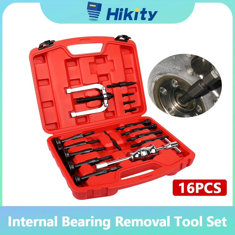 Hikity 16PCS Blind Hole Bearing Puller Set Inner Bearing Race and Seal Extractor Kit Internal Bearing Removal Tool Set with case