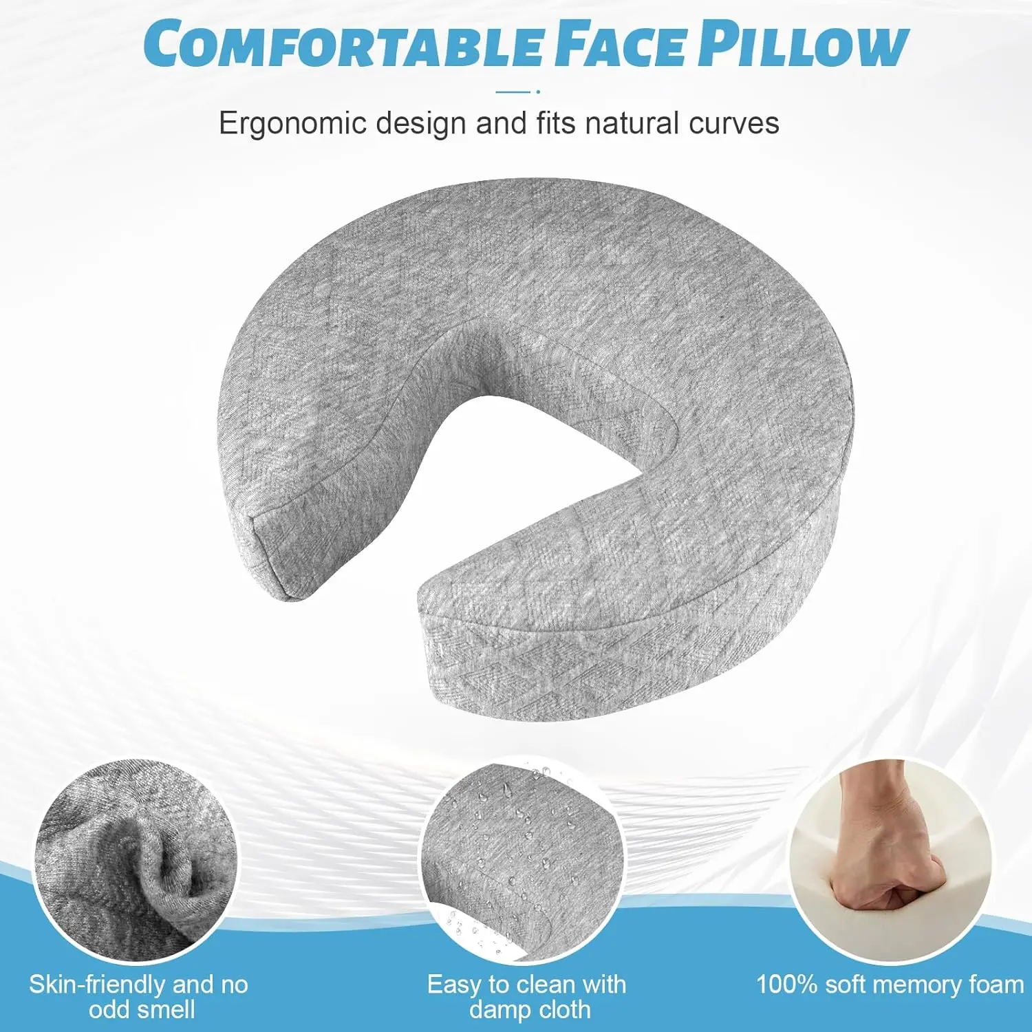 Massage Face Cradle for Bed Adjustable Massage Headrest at Home Portable Massage Table Kit for Sleeping Mattress FaceDown Pillow