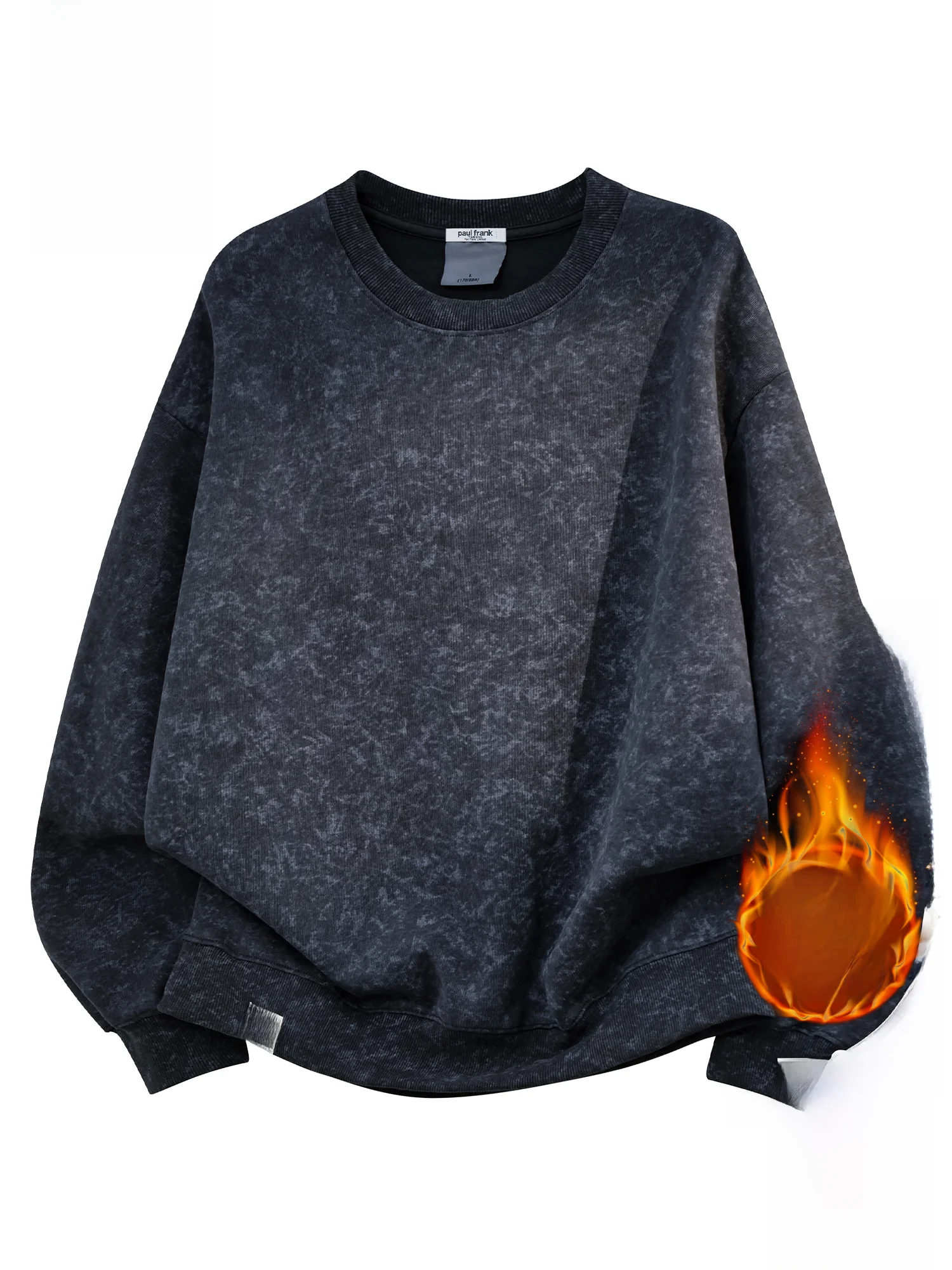 

Мужской свитшот Paul Frank с круглым вырезом, на флисовой подкладке, утепленный, повседневный, свободный, теплый зимний топ из комфортной смеси полиэстера и хлопка