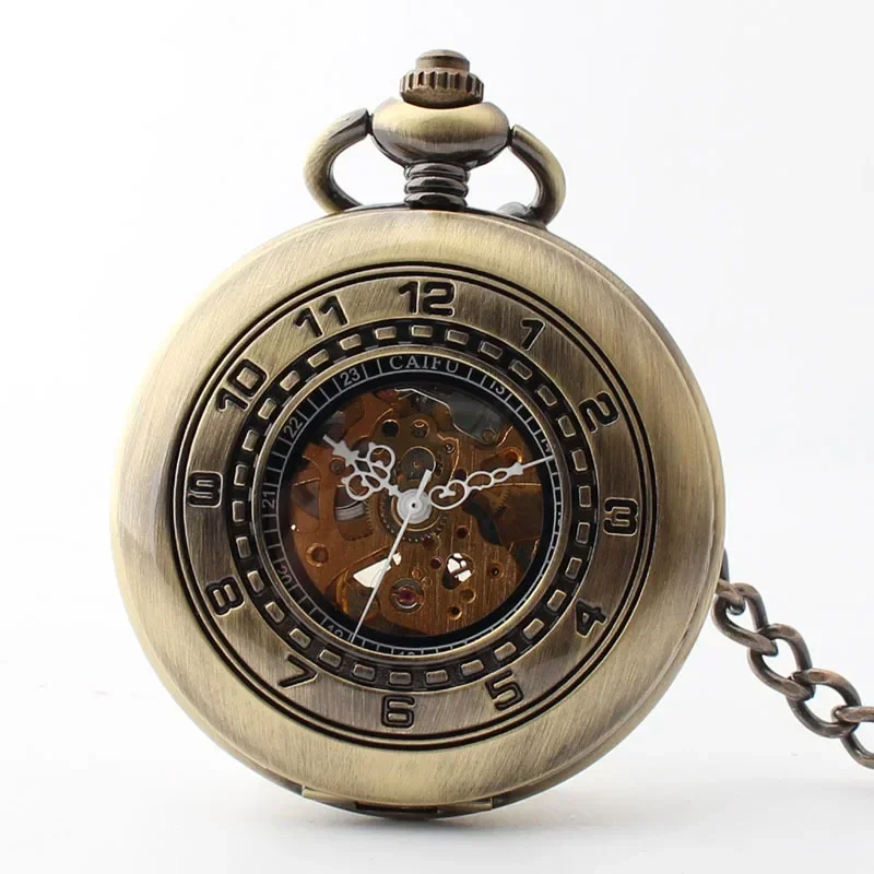 Montres de poche mécaniques et automatiques pour hommes et femmes, montres de poche rétro en bronze, JOWatch Steampunk, modules de cadran romain, horloge leton