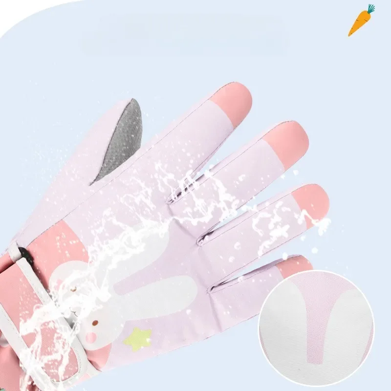 Gants de ski de dessin animé mignons pour enfants, mitaines épaisses, garder les doigts au chaud, extérieur, neige, enfants, filles, hiver, 506