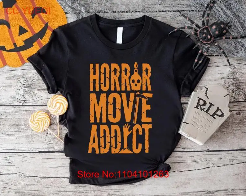 Camiseta de película de terror Addict, ventilador aterrador, disfraz de amante de regalo de Halloween, traje de fiesta de manga larga o corta