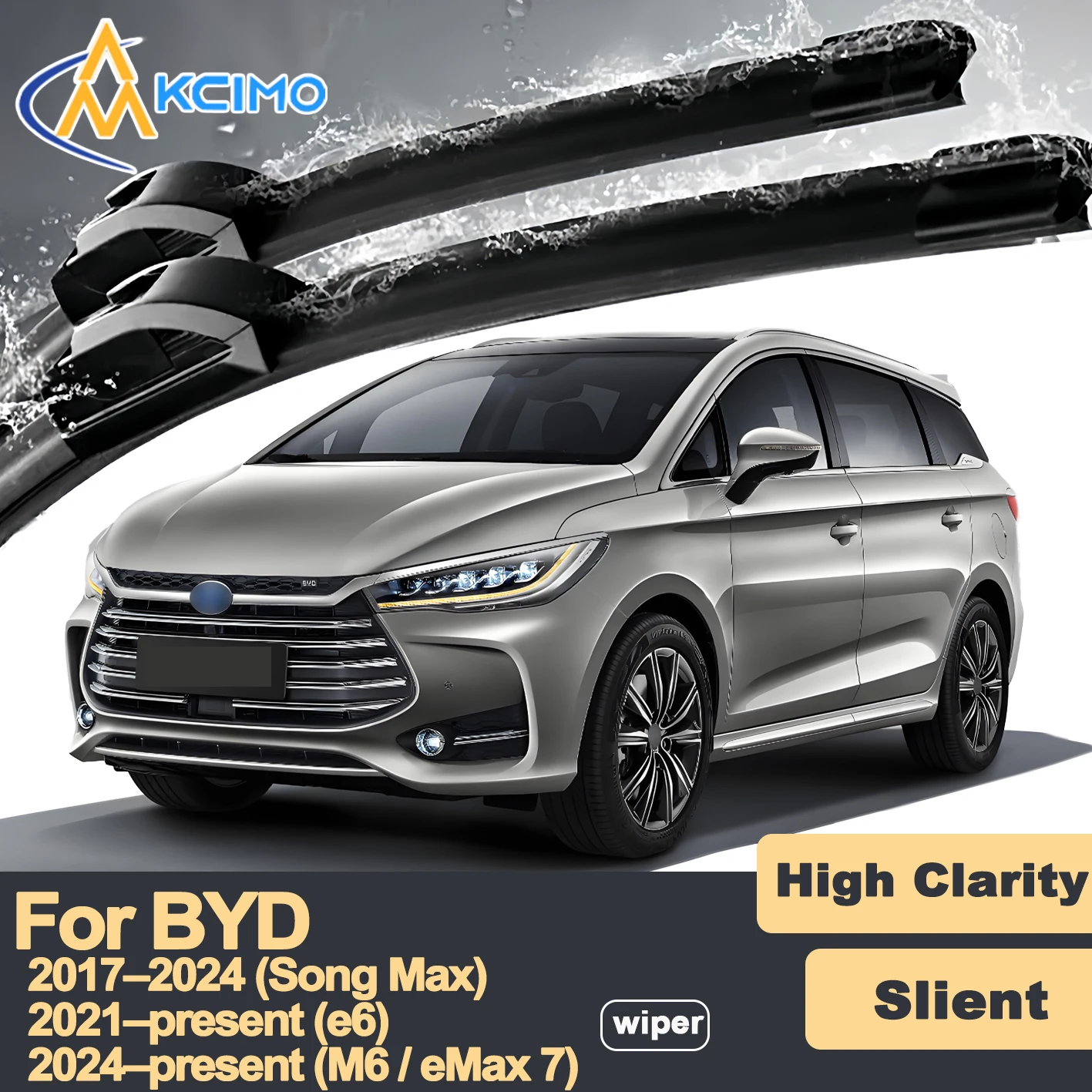 

Premium Rubber Durable Silent Windshield Wiper Blades 2pcs for BYD Song Max 2017-2024 e6 M6 eMax 7 Front Wiper Blades Set