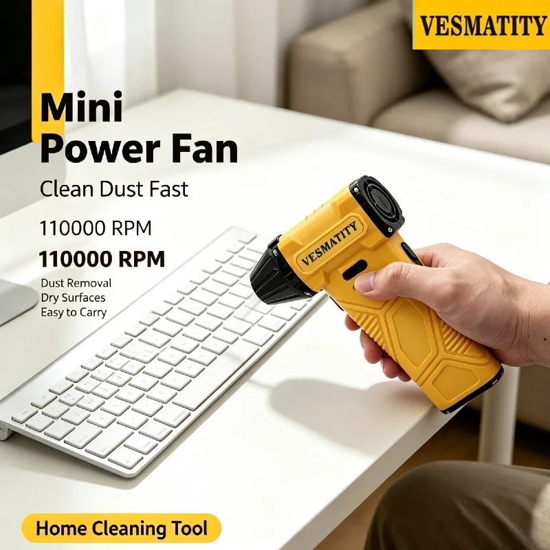 Vesmatity Mini Jet Fan 110000RPM Cordless Air Blower Powerful Turbo for Keyboard Car Pet Hair Dust Cleaning Battery Pro Max Unit