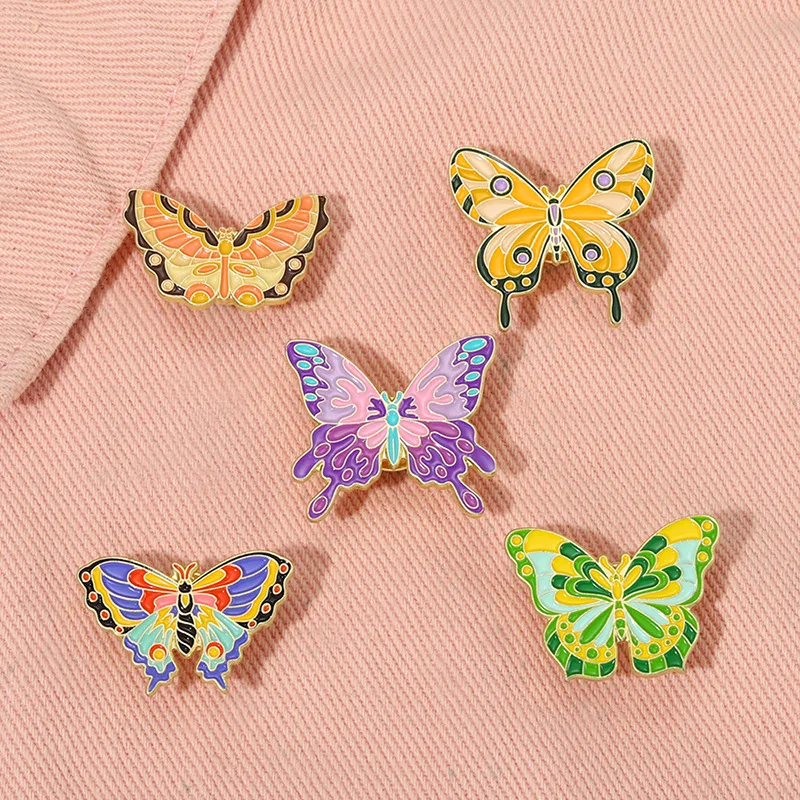 Classic Pattern Butterfly Enamel Pins Custom Colorful Insect Brooches Lapel Badges Seek Nature Jewelry Gift for Kids Friends