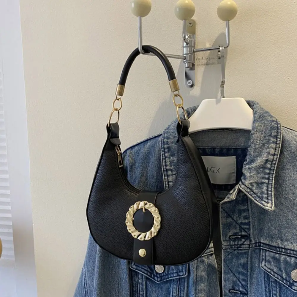 Большая вместительная сумка-хобо с металлической пряжкой, универсальная простая сумка в корейском стиле, сумка для телефона, сумка для хранения, квадратная большая сумка