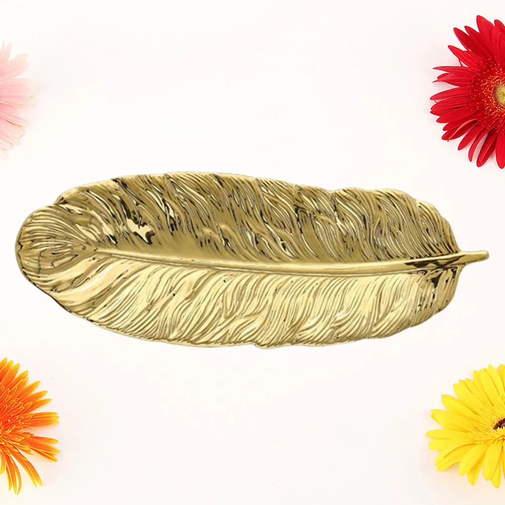 Premium Pottery Jewelry Tray Gilded Pattern Texture Desktop Dresser Organizer for Cosmetics Hair Brushes Home