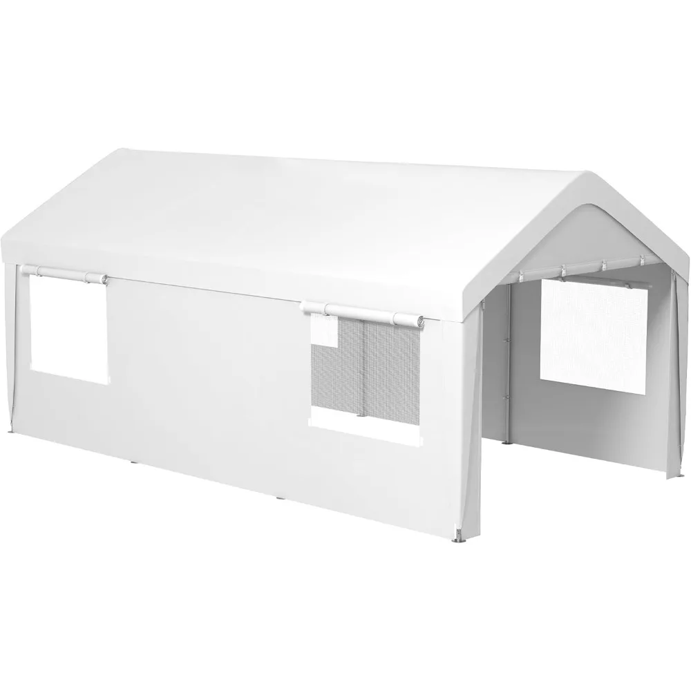 

Портативный гараж Carport 10 x 20 футов, сверхмощный навес для автомобильного порта с 2 подвижными дверями и 4 вентилируемыми окнами для автомобиля, грузовика