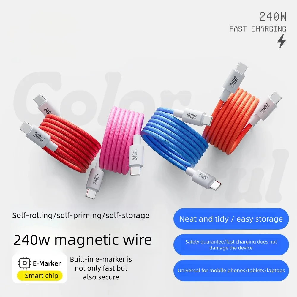 

Magnetic storage BEIMO woven rope 240W data cable dual type C suitable for Hoting Sale models of phone