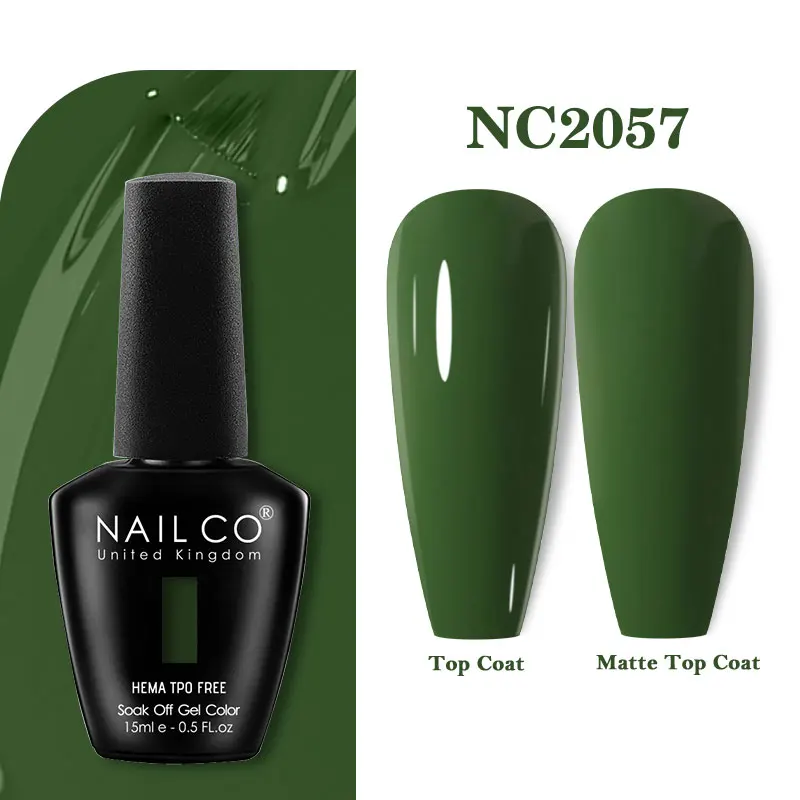 Nailco 15ml série verde cor escura gel unha polonês híbrido duradouro para base fosco casaco superior manicure embeber fora uv led arte do prego gel