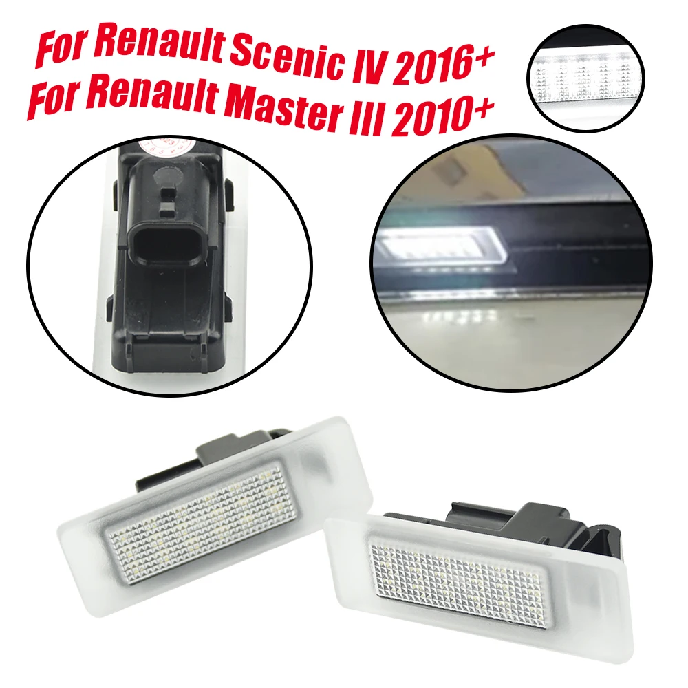2x LED License Number Plate Light For Renault Megane 4 Scenic IV Twingo Kangoo Koleos MK2 Clio IV V Logan Sandero Dacia Duster