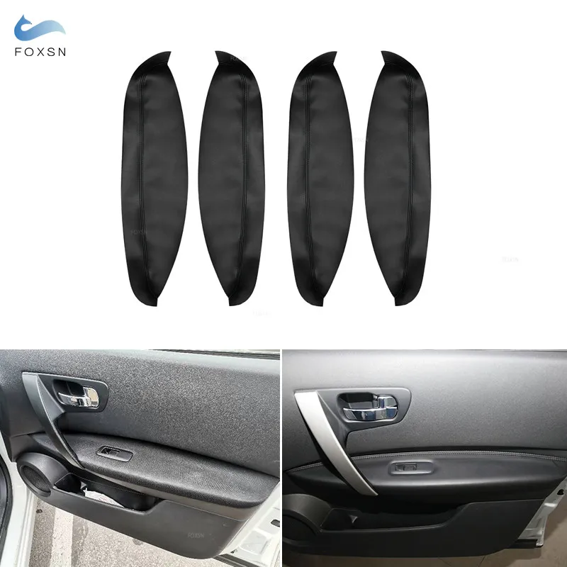 For Nissan Qashqai +2 2007 2008 2009 2010 2011 2012 2013 2014 4pcs Microfiber Leather Car Interior Door Armrest Panel Cover Trim