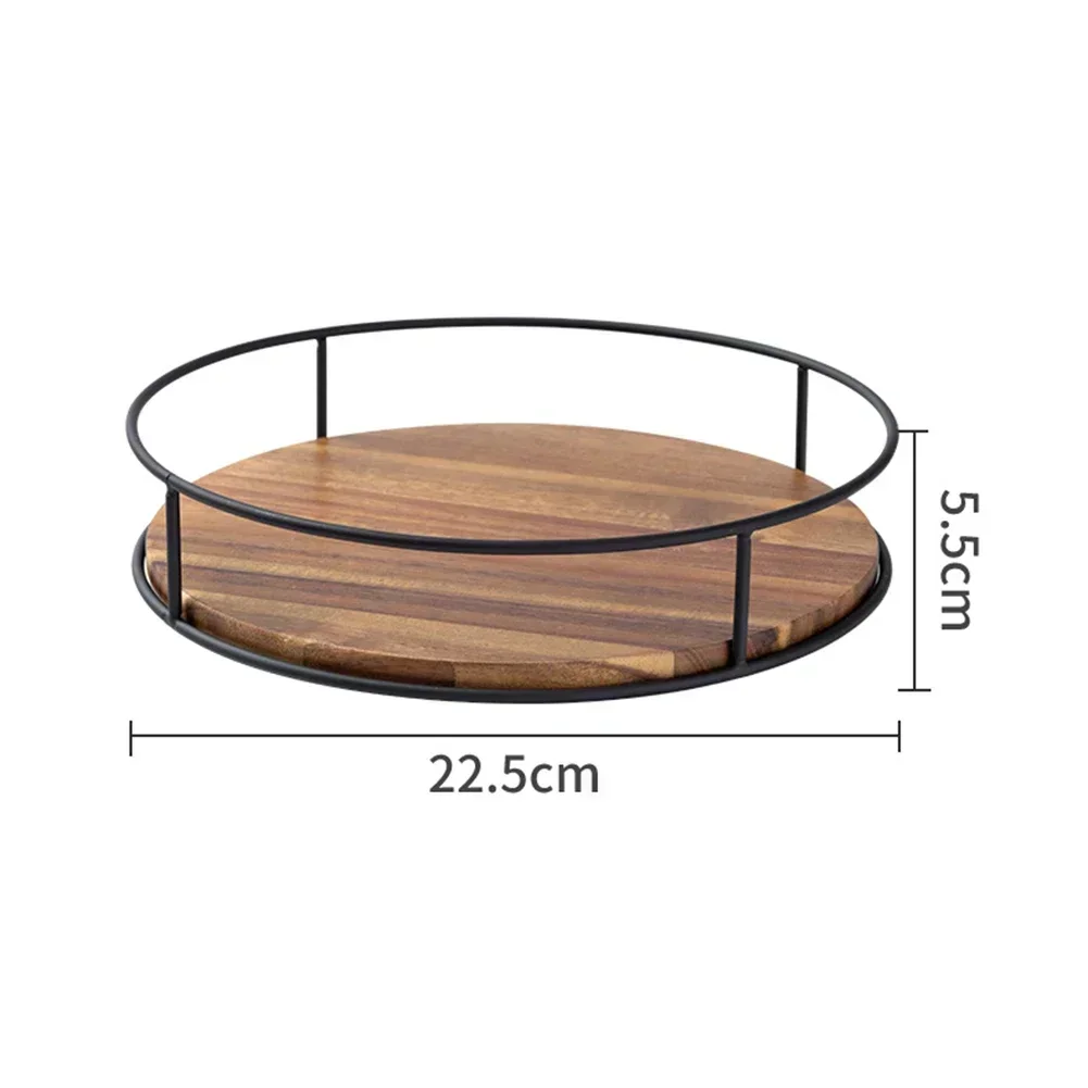 Wooden Seasoning Spice Bottle Turntable Organizer Round Table Countertop Storage Shelf Makeup Organizer Wooden Kitchen Organiser