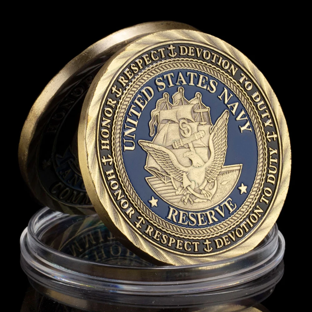 US Navy Reserve Souvenir Bronze Plated Coin USN Core Values Commemorative Coin Collectible Challenge Coin