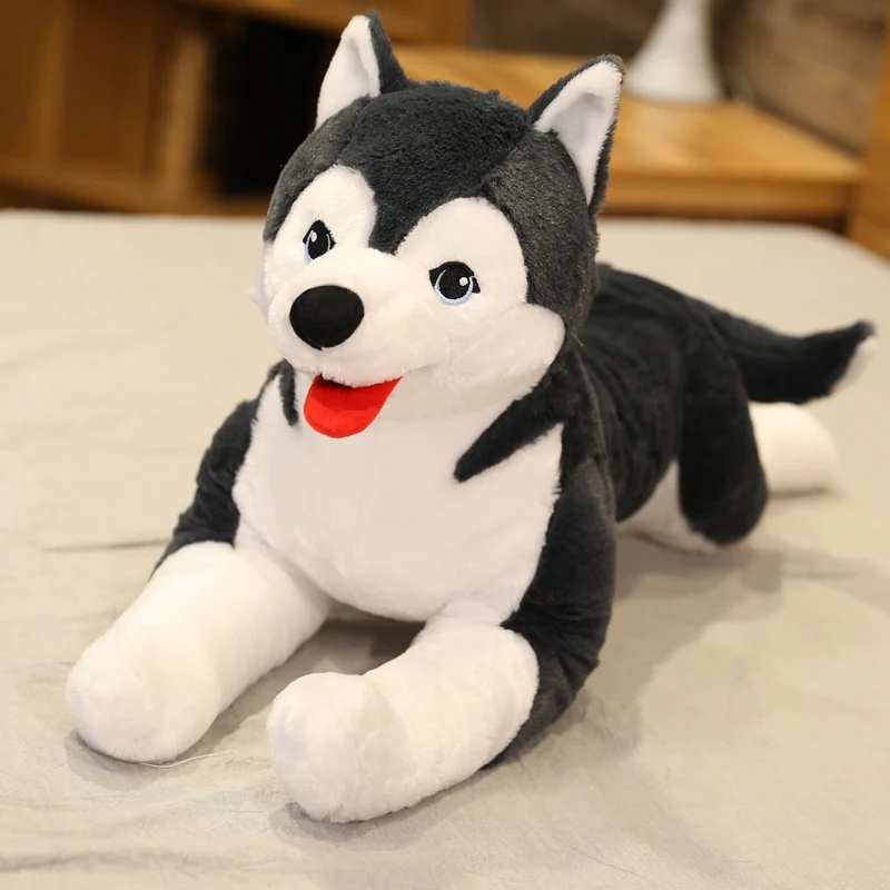 70cm Simulation Husky Dog Plush Toy Stuffed Dog Animal Pillow Toys for Children Soft Baby Doll Kids Lovely Birthday Gift