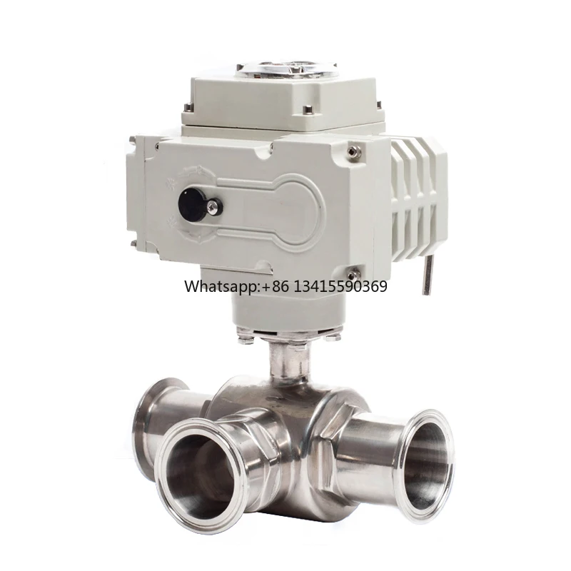 

Wholesale 2" Electric Actuator Food Grade Stainless Steel 316 Tri Clamp 3 Way Motorized Sanitary Butterfly Valve
