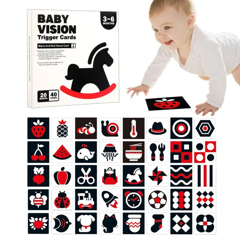 

Высококонтрастные карты для визуальной стимуляции новорожденных черно-белые контрастные флэш-карты прозрачная печать без запаха Монтессори