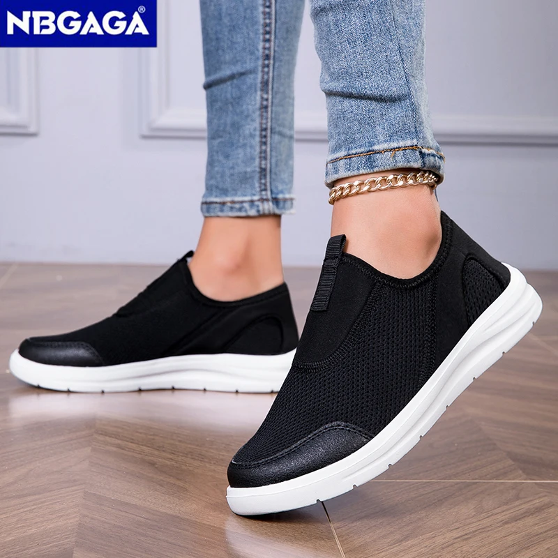 المرأة الكلاسيكية الراحة الانزلاق على المتسكعون تنفس عارضة مبركن حذاء مسطح للسيدات المشي حجم كبير 36-43 #1