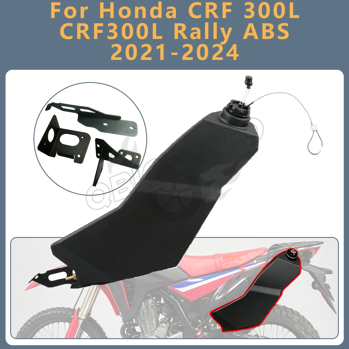 CRF300L 2024 Motorcycle Auxiliary Reserve Gas Fuel Tank Protector Guard Fairings Cover For Honda CRF 300L Rally ABS 2023-2021
