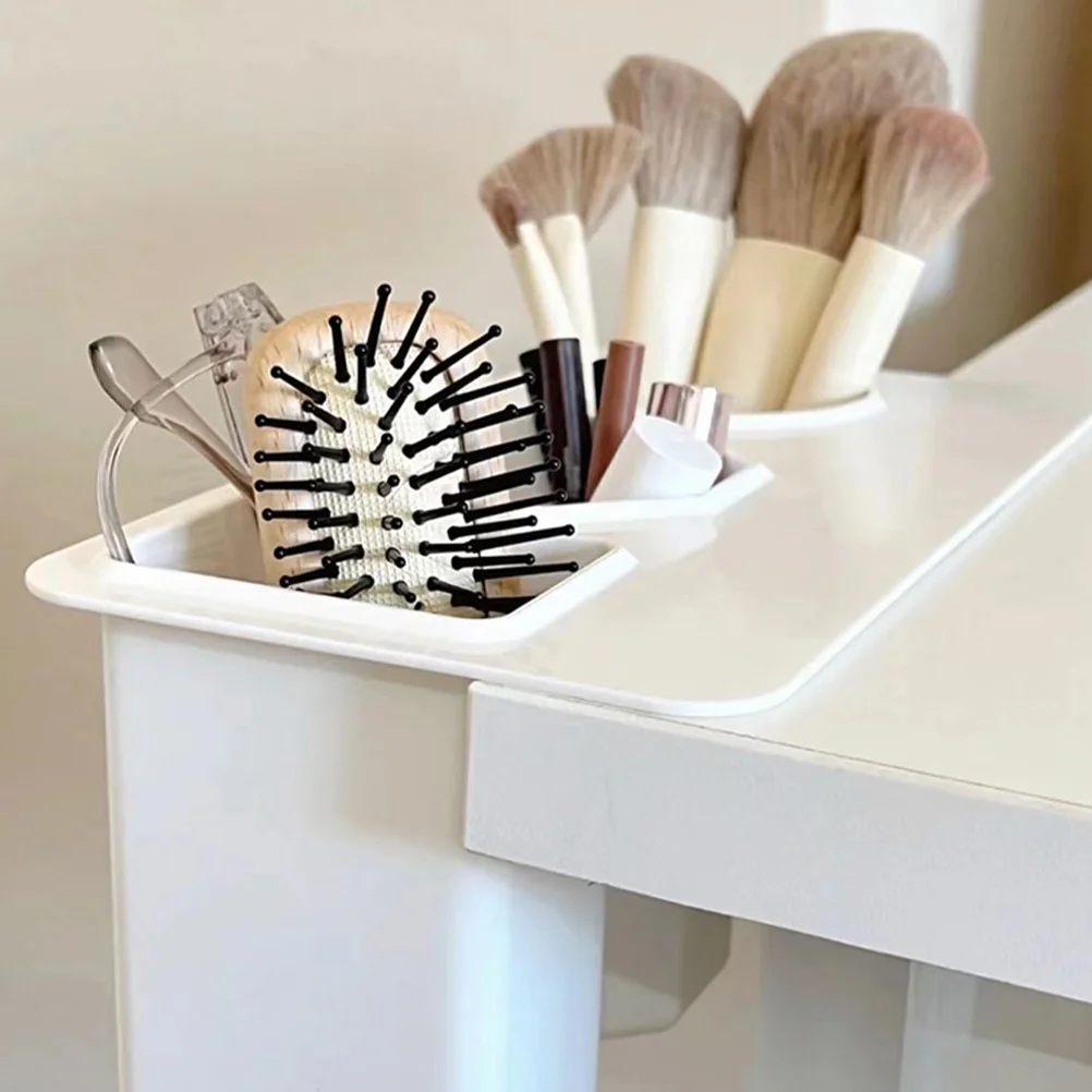 

2 Pcs Pen Holder Desktop Storage Plastic Pen Holder Box 3 grids Stationery ganizer Office Student Supplies Easy Clean