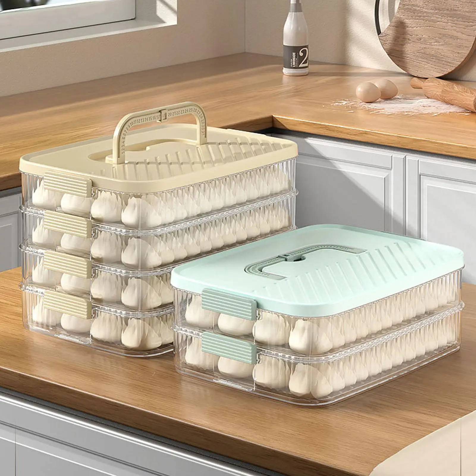 Stackable cookie storage container Dumpling storage box Cheese container Cookie Holder Container Fresh-Keeping Food Box