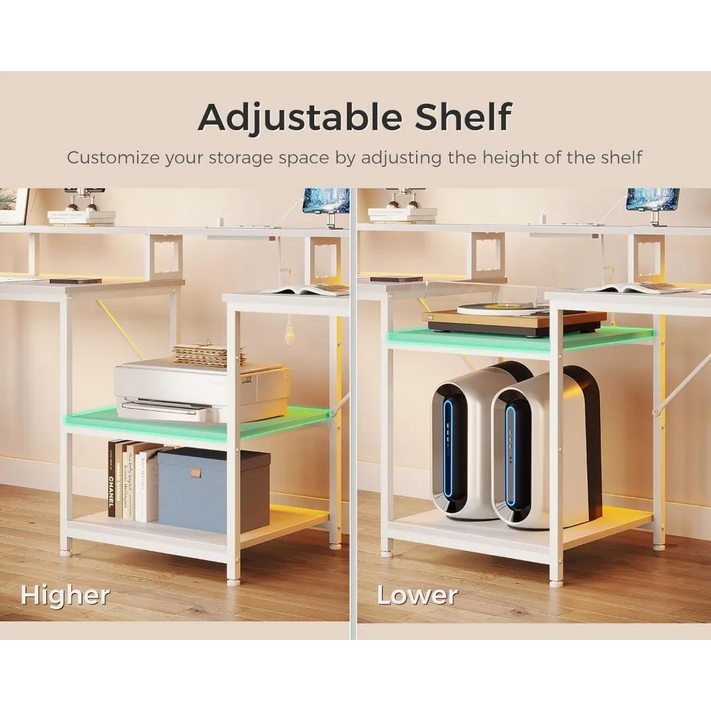 Extra-Large 98 Dual-Person Gaming Desk with Storage and USB Charging for Home Office and Writing