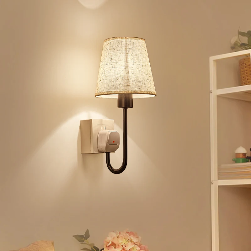 プラグイン寝室のベッドサイドランプ壁ランプ LED 家庭用ソフトライト省エネモダンなシンプルなワイヤレスソケットナイトライト