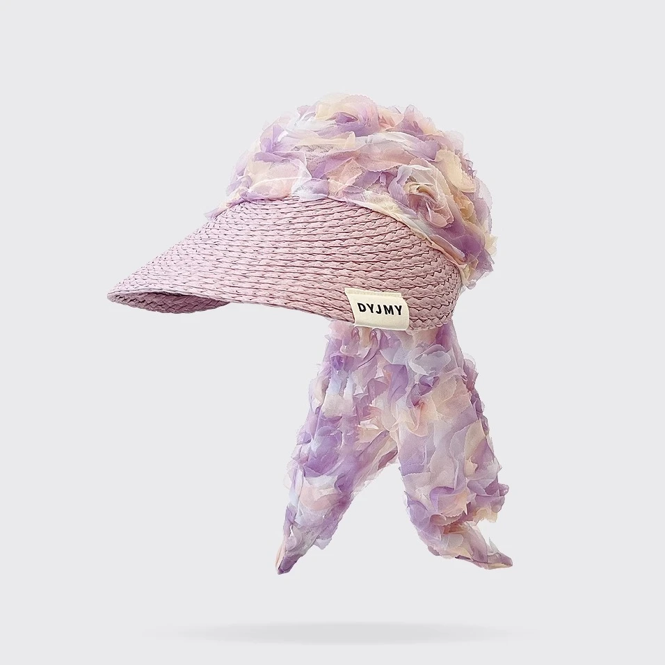 

Японский полупрозрачный плиссированный платок, соломенная шляпа, шляпа-стример, шляпа с большим карнизом, защита от солнца, летняя пляжная шляпа от солнца для отдыха