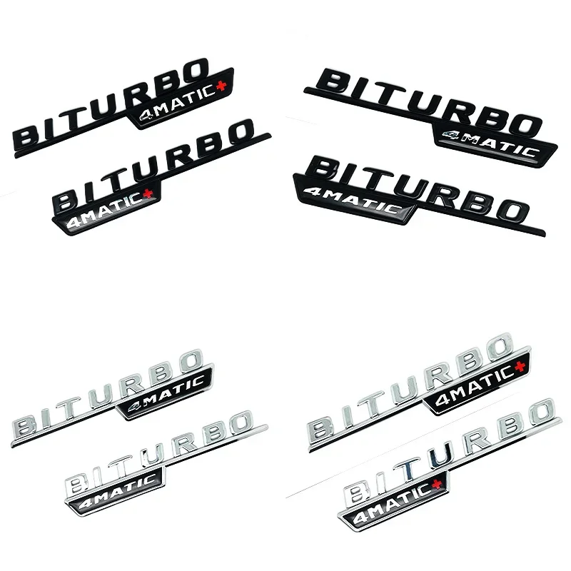 

2pcs Car Letters Fender Trim Badge BITURBO 4MATIC Plus Emblem Sticker For Mercedes AMG C43 E43 GLE43 GLC43 W205 W213 Accessories