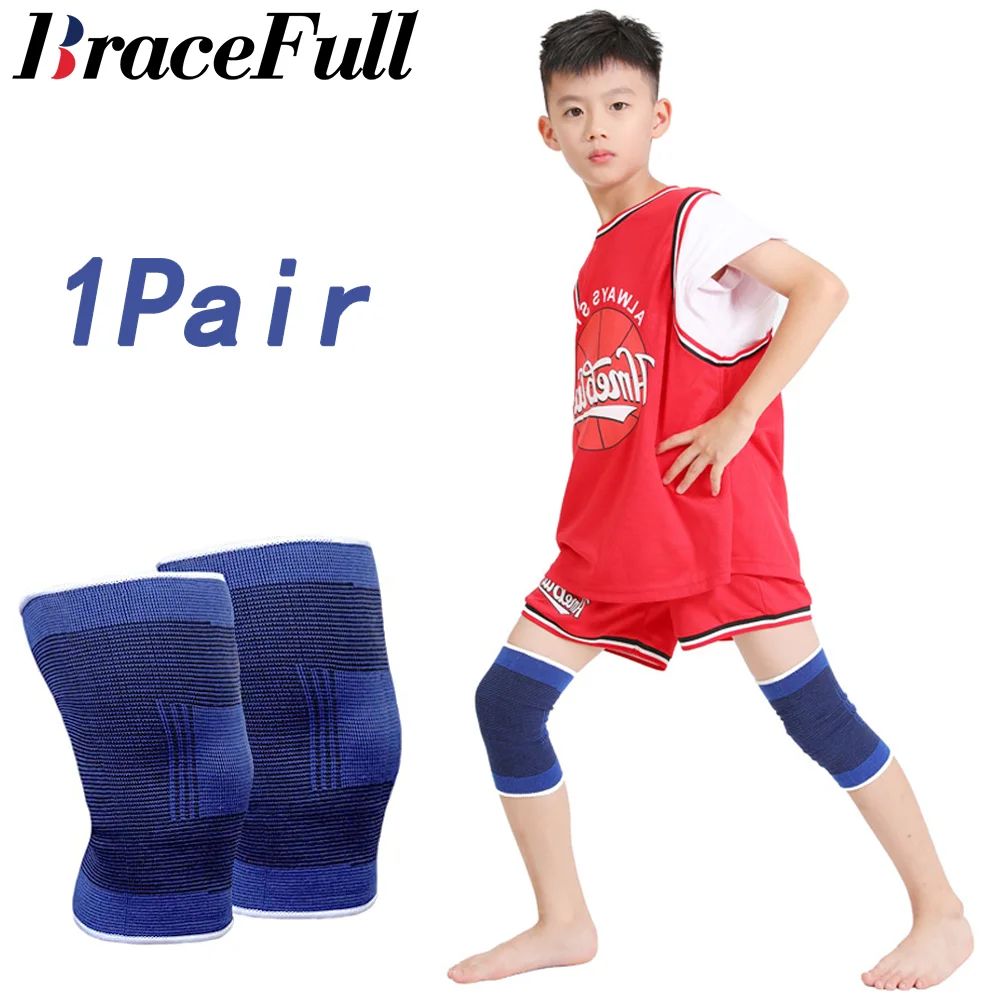 1Pair Kids Knee Sleeve Brace Children Support Compression Child Patella Pads Boys & Girls Sports Protector Sleeves Basketball