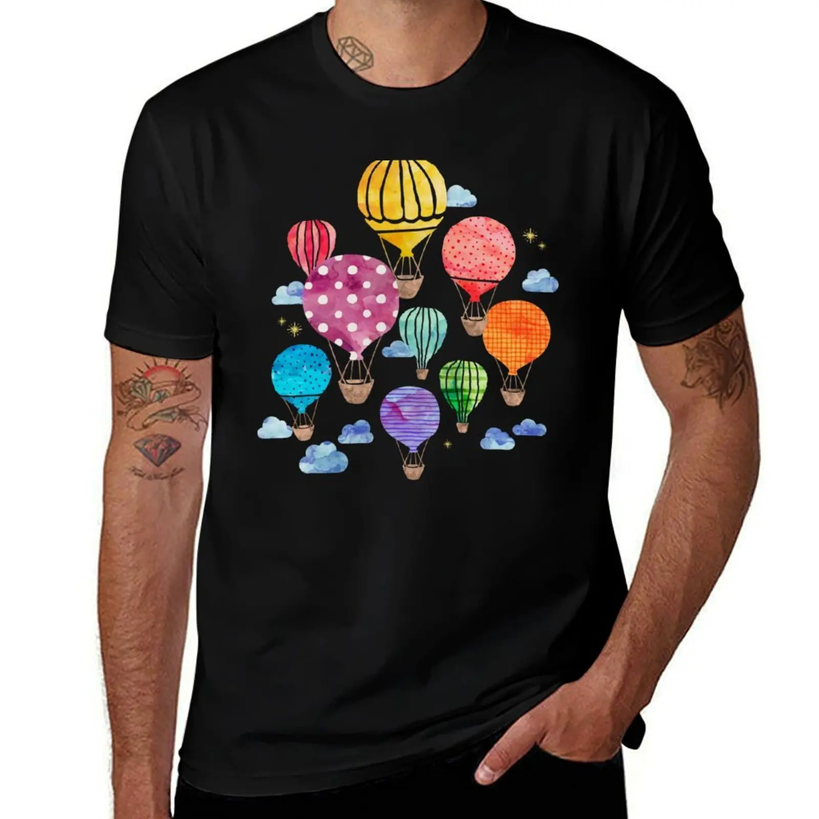 

Hot Air Balloon Night T-Shirt Gym Exercise Short Sleeve T-Shirt