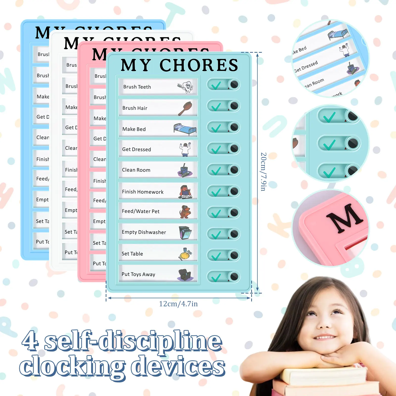 Reusable My Chores Checklist Daily Planner Memo Plastic Board Chore Chart Responsibility Behavior for Kid Self-discipline Card