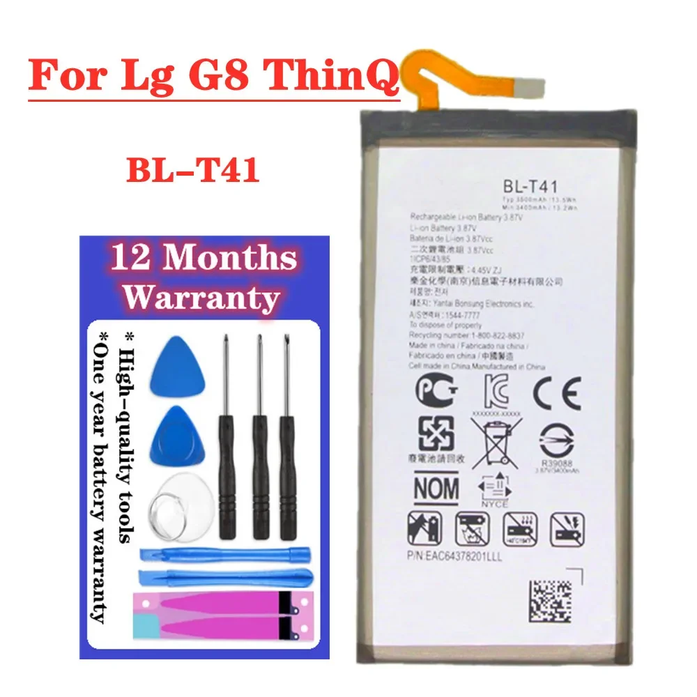 New 3500mAh BLT41 BL-T41 Battery For LG G8 ThinQ LMG820QM7 LMG820UM1 LM-G820UMB LMG820UM0 LM-G820N Mobile Phone Battery + Tools