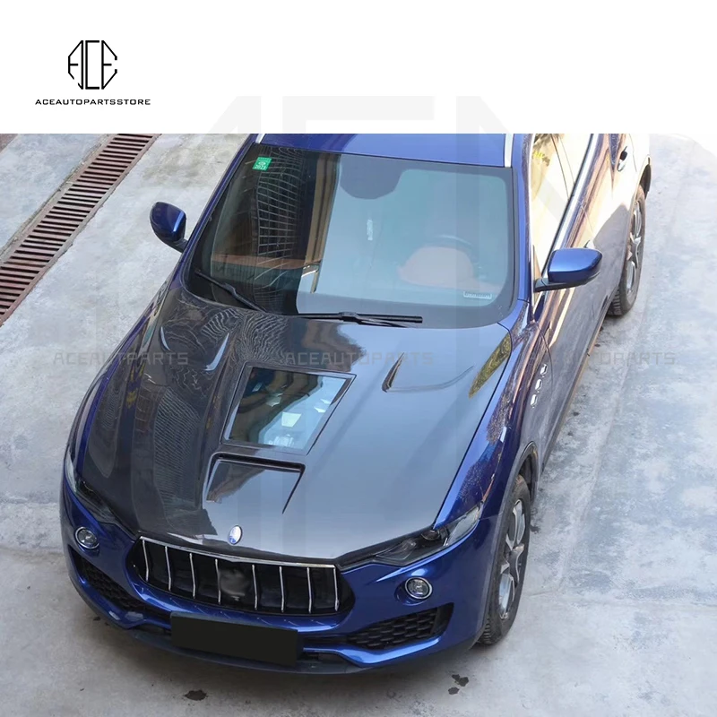 MSY Style 3K Real Carbon Fiber Transparent Glass Engine Hood Bonnet Scoop For Maserati Levante Modified