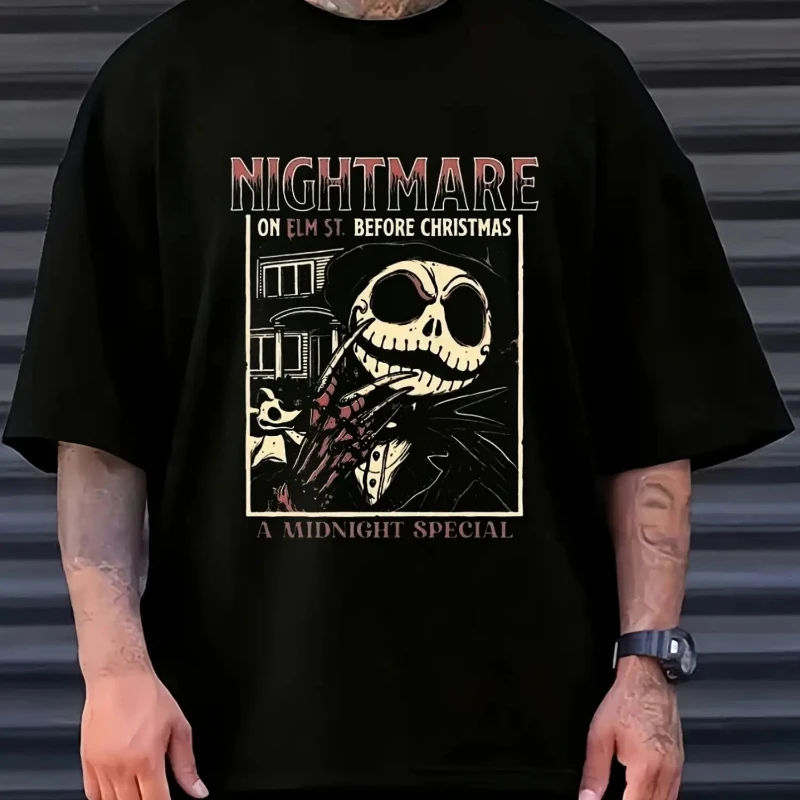 

Новый кошмар перед Рождеством Диснея с графическим принтом Джека, высококачественные мужские и женские свободные повседневные футболки с короткими рукавами