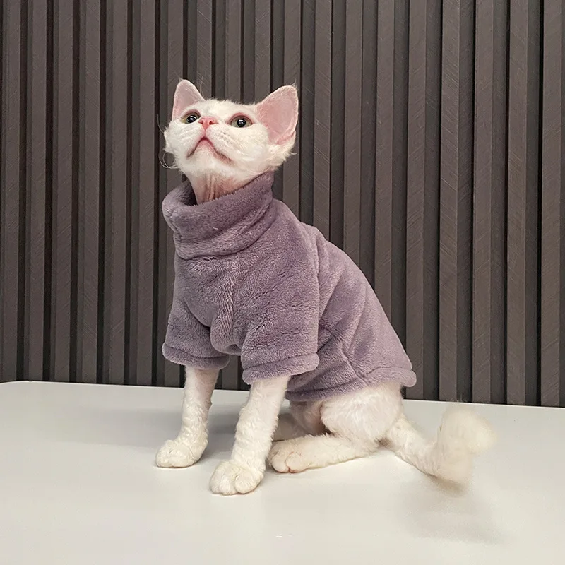 Rollkragen-Katzenpullover, Mantel, Winter, warm, haarlos, Katzenkleidung, weiches, flauschiges Pullover-Shirt für Maine-Coon Cat Chihuahua Haustierkleidung – Detail 11