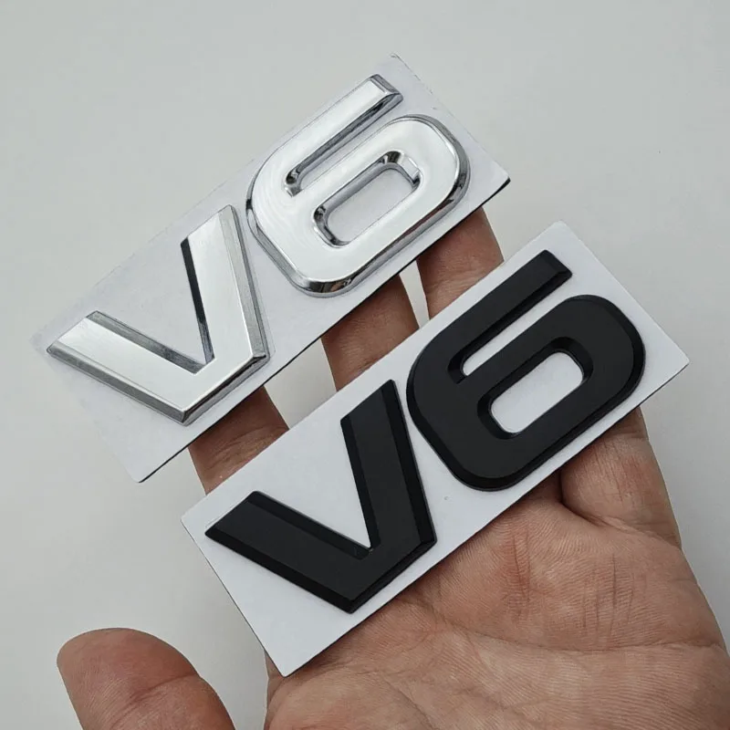 3d metal cromo preto split v6 v8 estilo logotipo emblema tronco do carro fender emblema decalque adesivo para toyota highlander acessórios