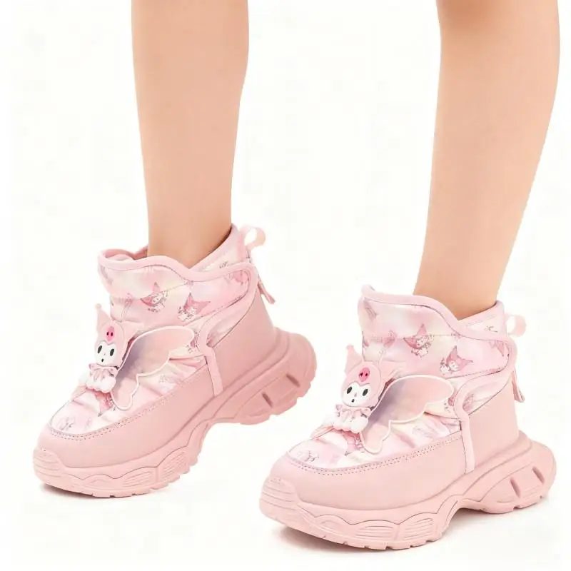 

Kids'Casual Shoes ​Mid-Calf Boots PU Leather Cartoon Kuromi Winter Shoes For Girls Anti-slip Warm Pink Pruple Shoes Size 26-37
