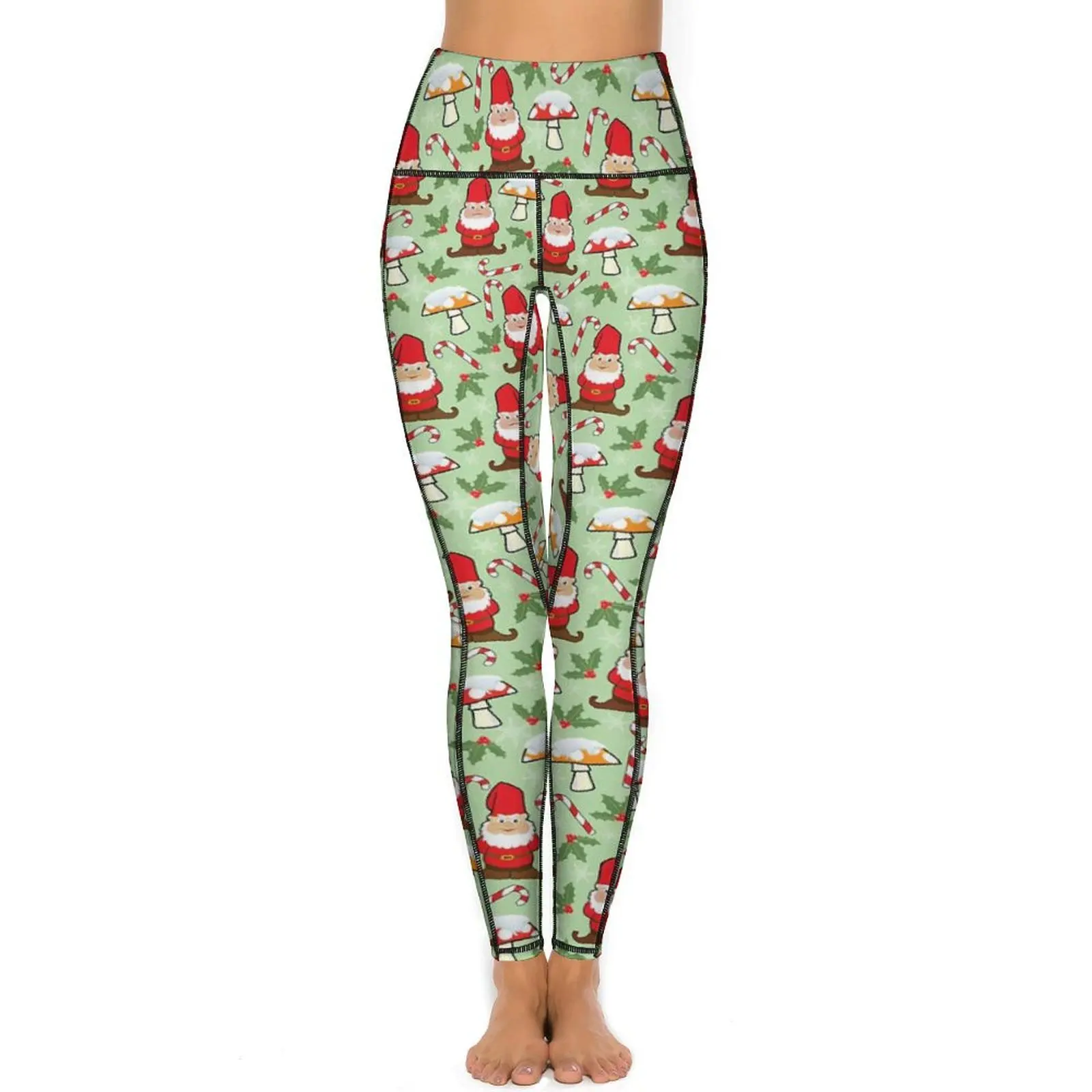 Christmas Santa Gnomes Leggings Sexy  Work Out Yoga Pants Push Up Stretchy Sport Legging With Pockets Aesthetic Printed Leggins